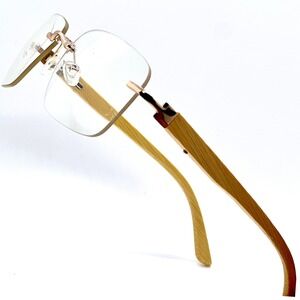 Glasses Men Lightweight Wood Frame‎ Clear Lens Eyeglasses Fashion Cholo Rapper
